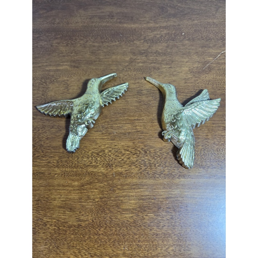 Set of 2 Homco Hummingbirds Wall Decor Gold Plastic 7669 Vintage Cottage Core